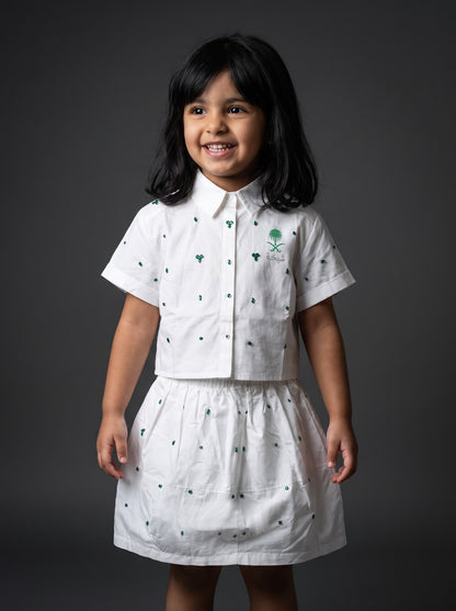 8330 White Shirt And Skirt Saudi Set For Girls