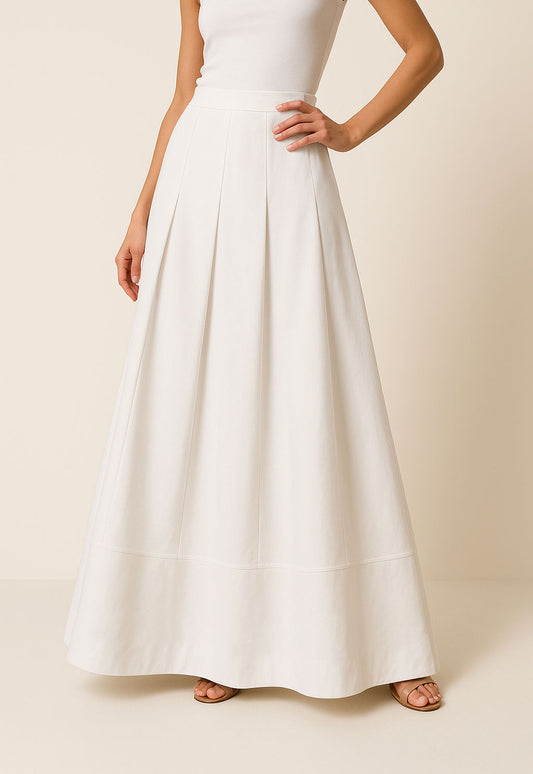 7794 White Gabardine Skirt For Women