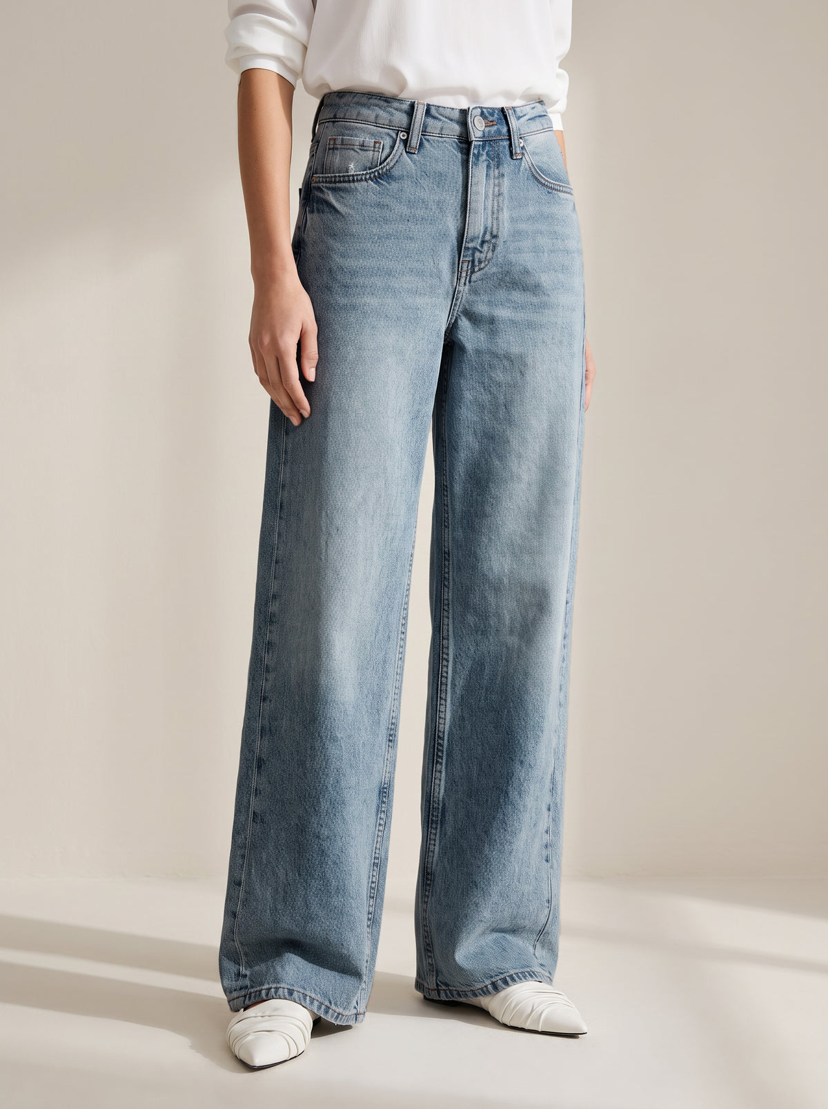 8217 Light Blue Denim Pants For Women