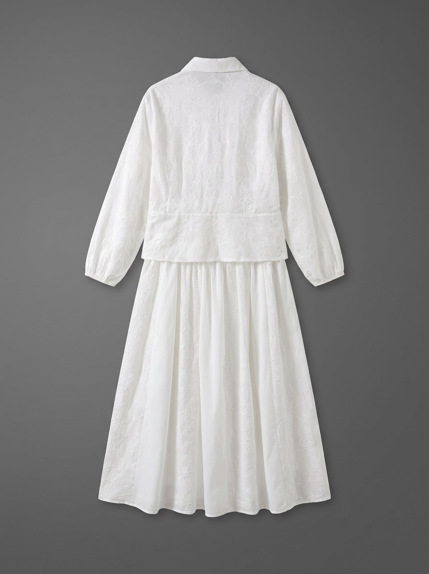 8318 Off White Shirt And Skirt Set For Women
