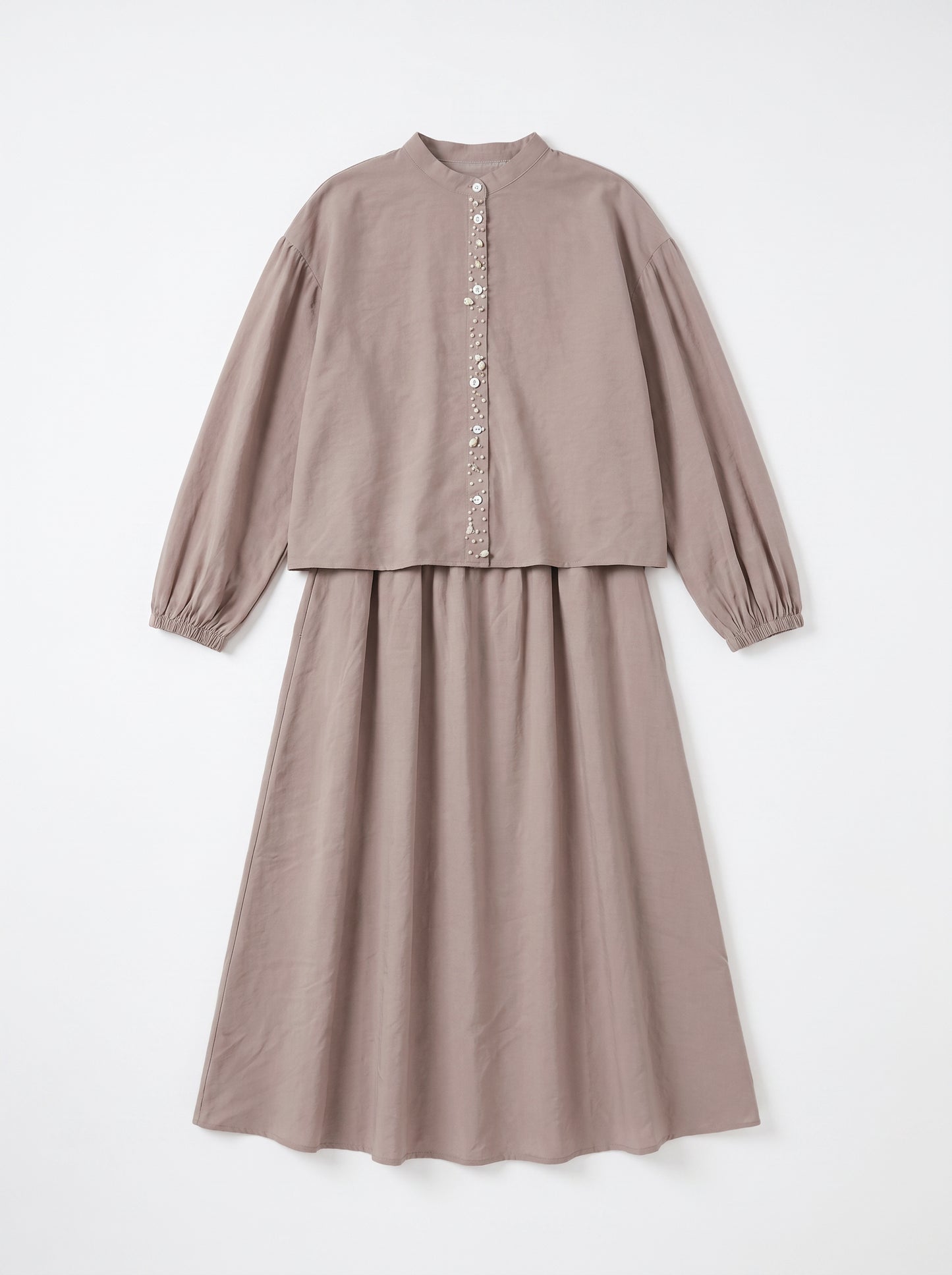 8201 Dark Beige Shirt And Skirt Set For Women