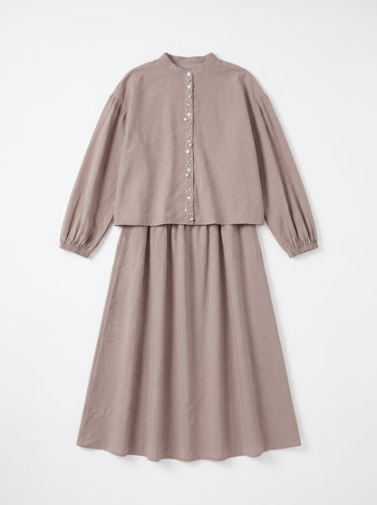8201 Dark Beige Shirt And Skirt Set For Women