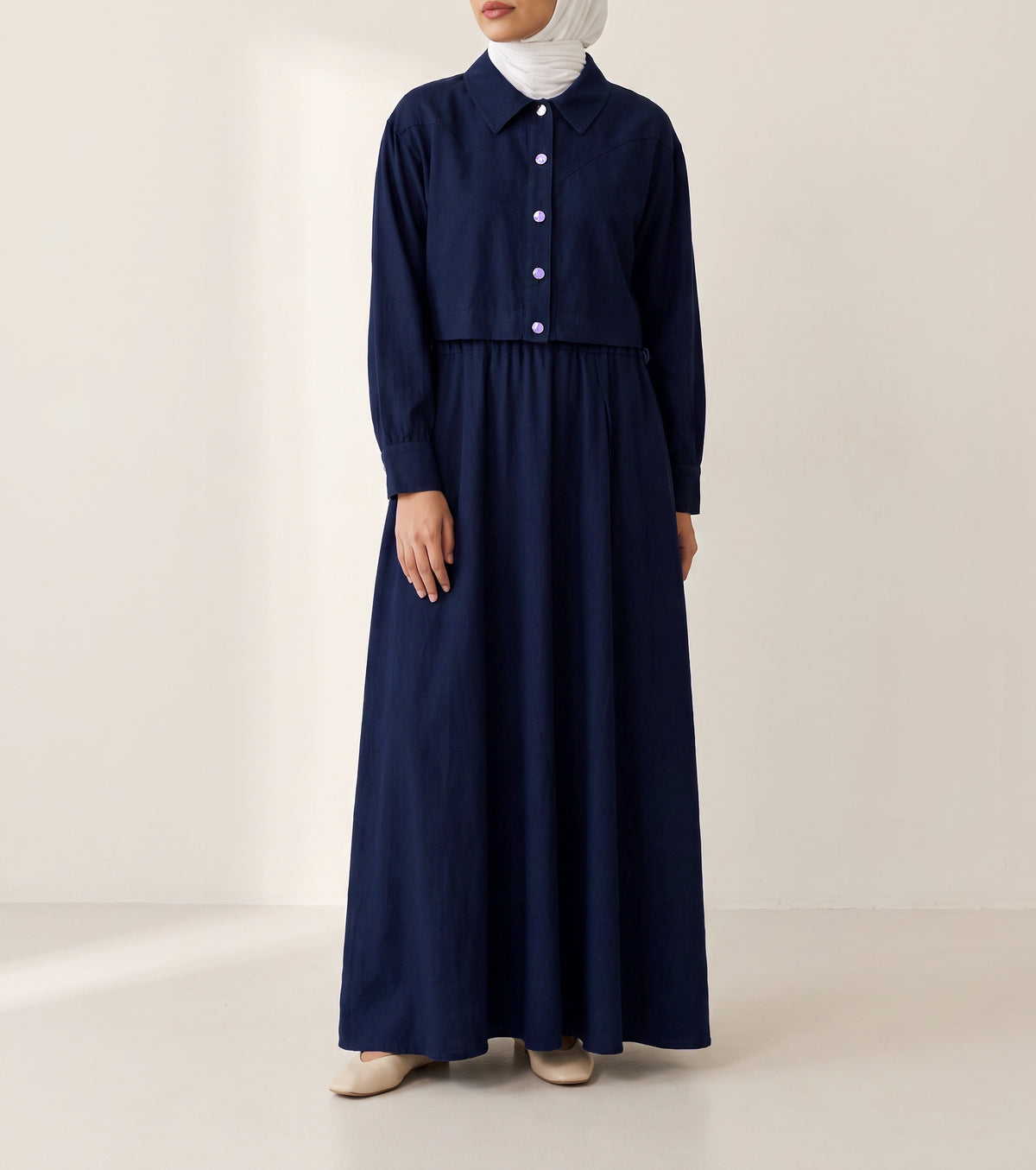 8199 Navy Jacket And Skirt Set For Women