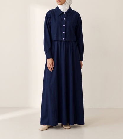 8199 Navy Jacket And Skirt Set For Women