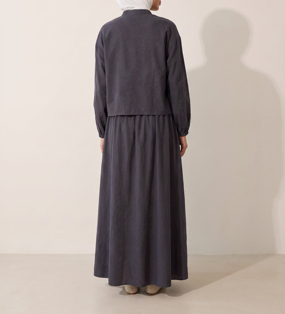 8201 Dark Grey Shirt And Skirt Set For Women