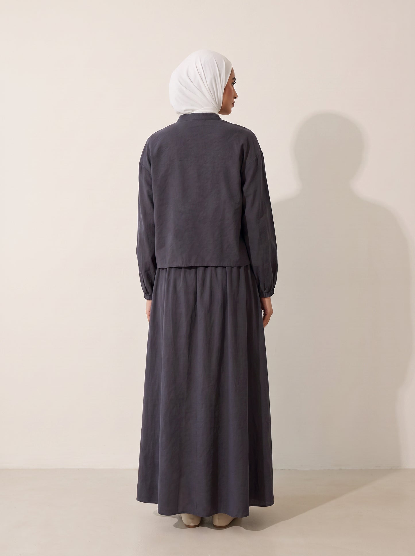 8201 Dark Grey Shirt And Skirt Set For Women