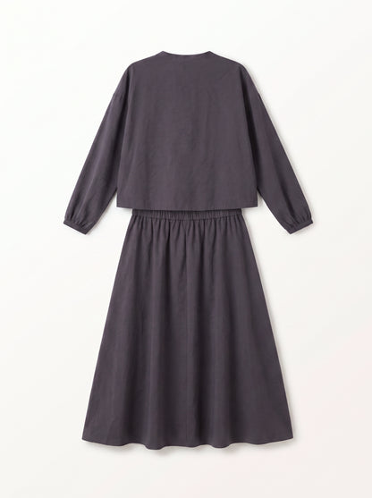 8201 Dark Grey Shirt And Skirt Set For Women