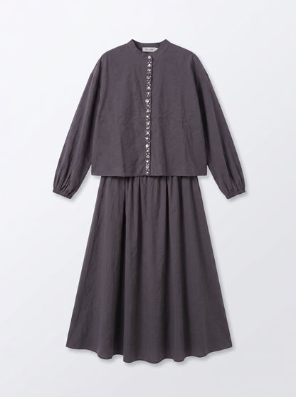 8201 Dark Grey Shirt And Skirt Set For Women