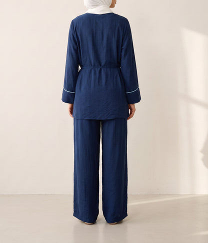8255 Navy Top And Pants Set For Women