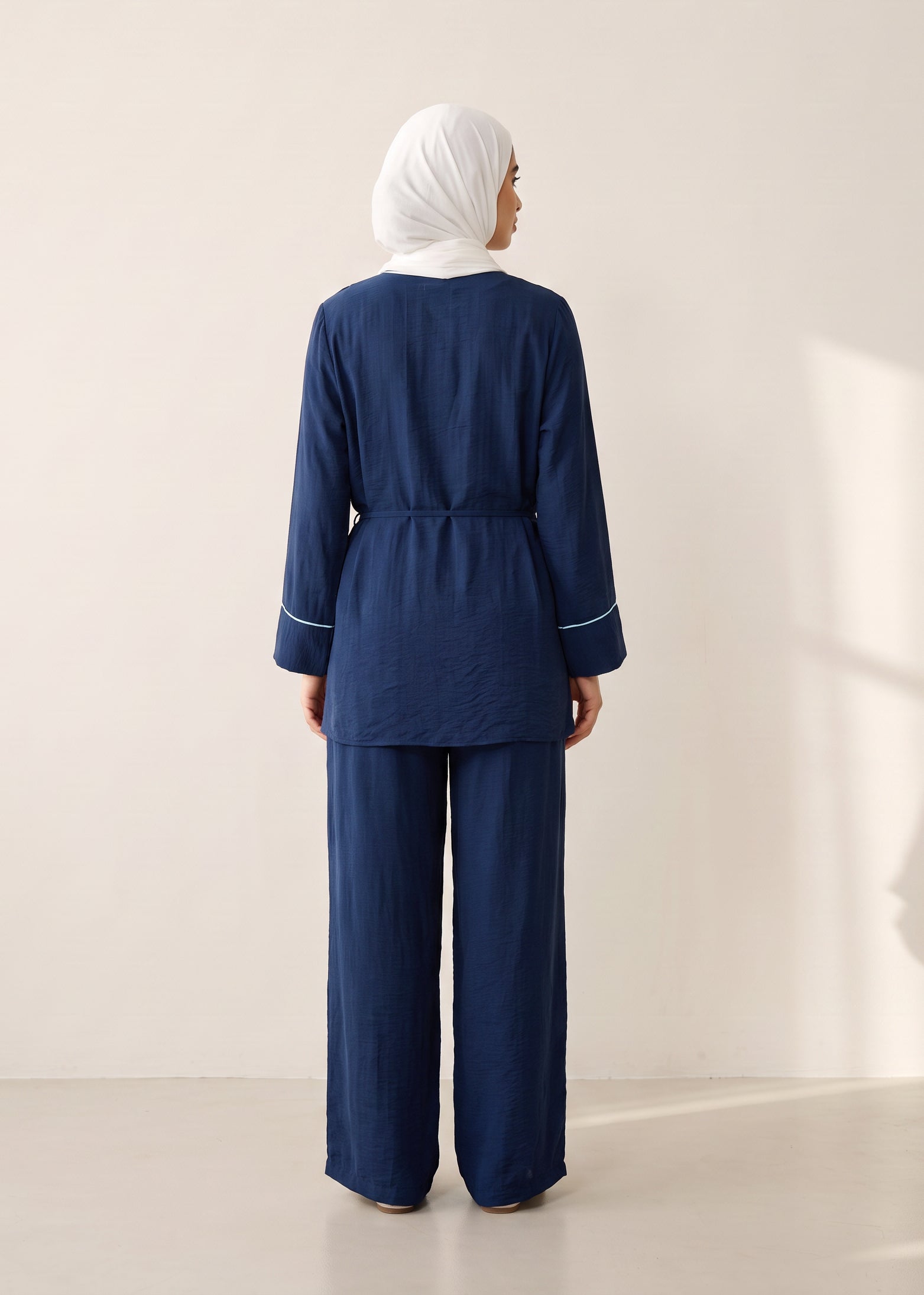 8255 Navy Top And Pants Set For Women