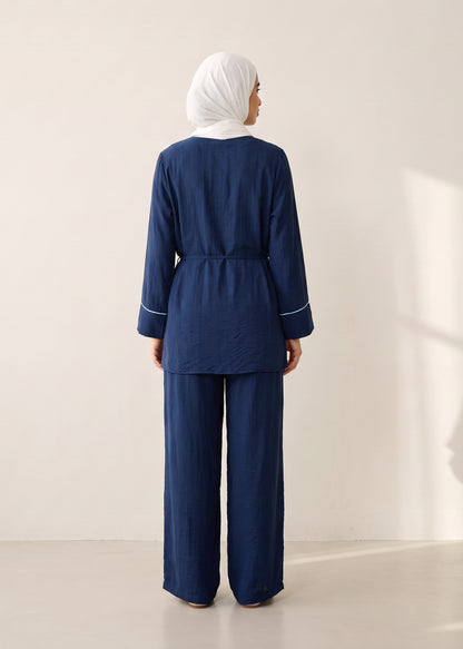 8255 Navy Top And Pants Set For Women