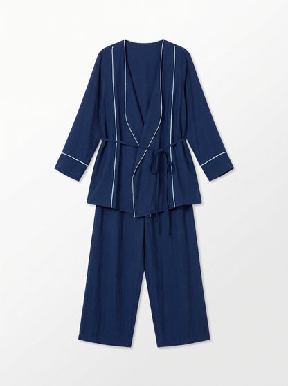 8255 Navy Top And Pants Set For Women