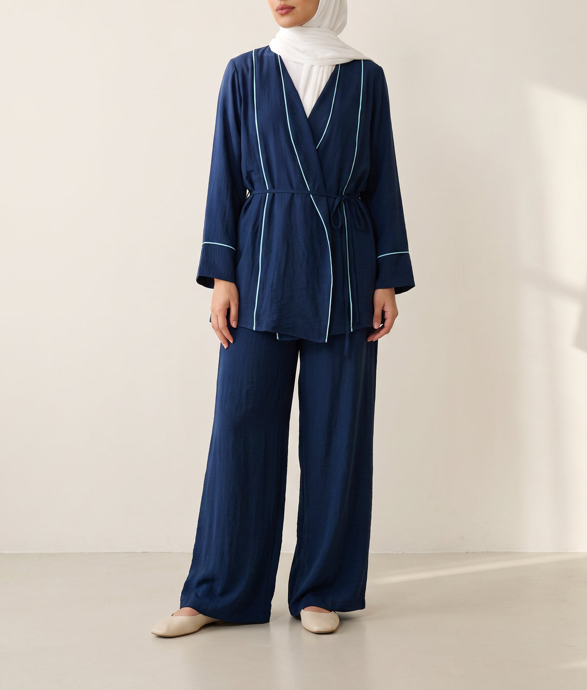 8255 Navy Top And Pants Set For Women