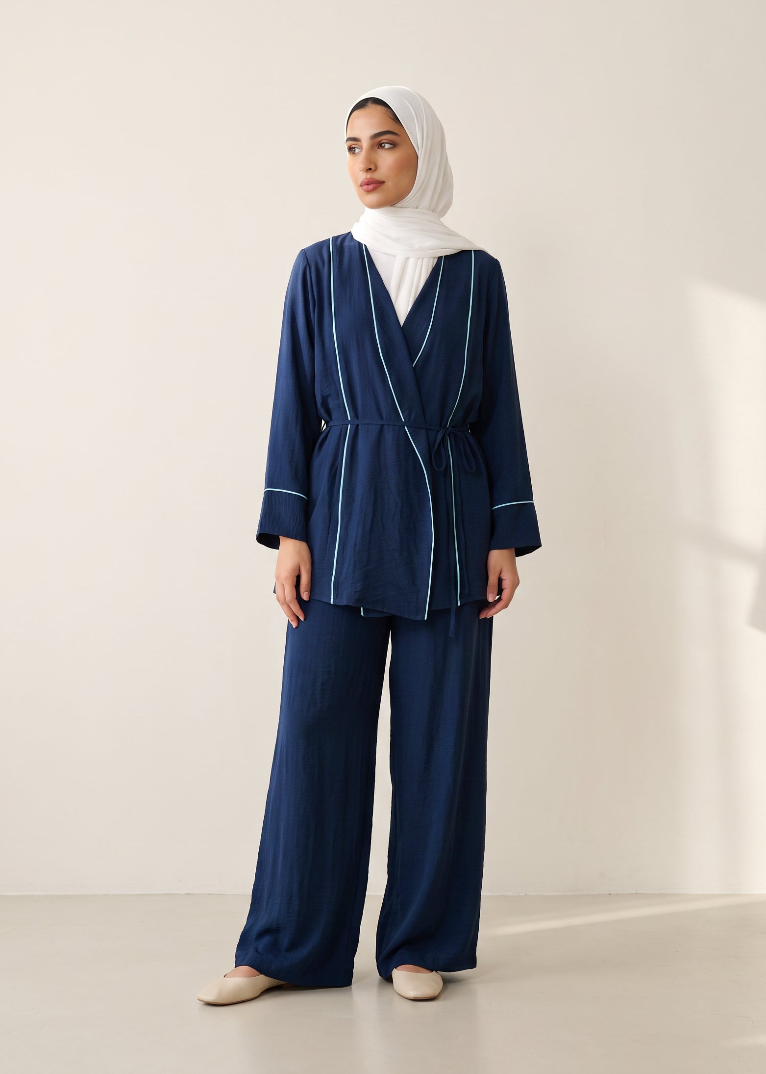 8255 Navy Top And Pants Set For Women