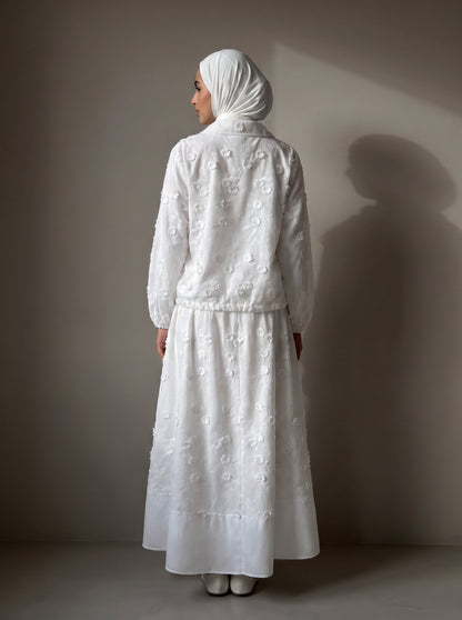 8317 Off White Shirt And Skirt Set For Women