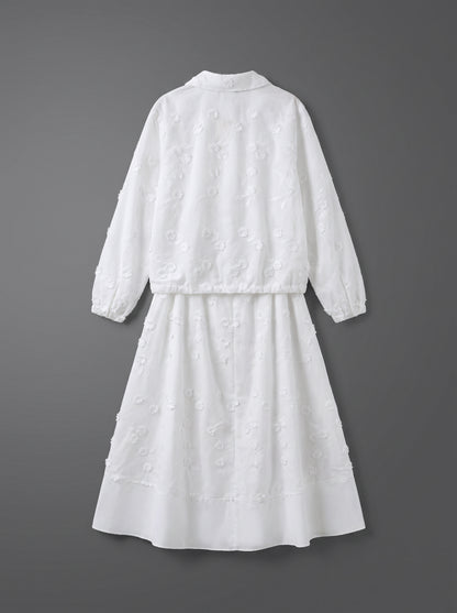 8317 Off White Shirt And Skirt Set For Women
