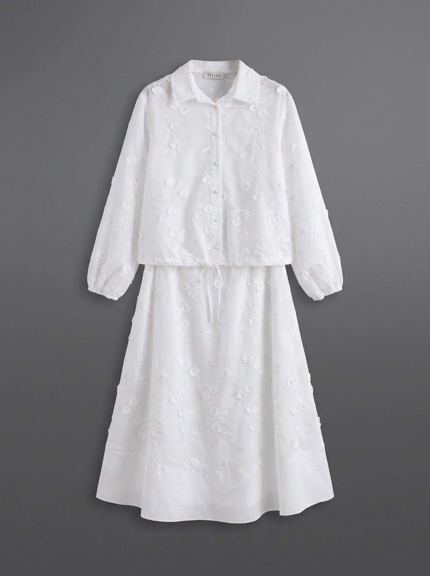 8317 Off White Shirt And Skirt Set For Women