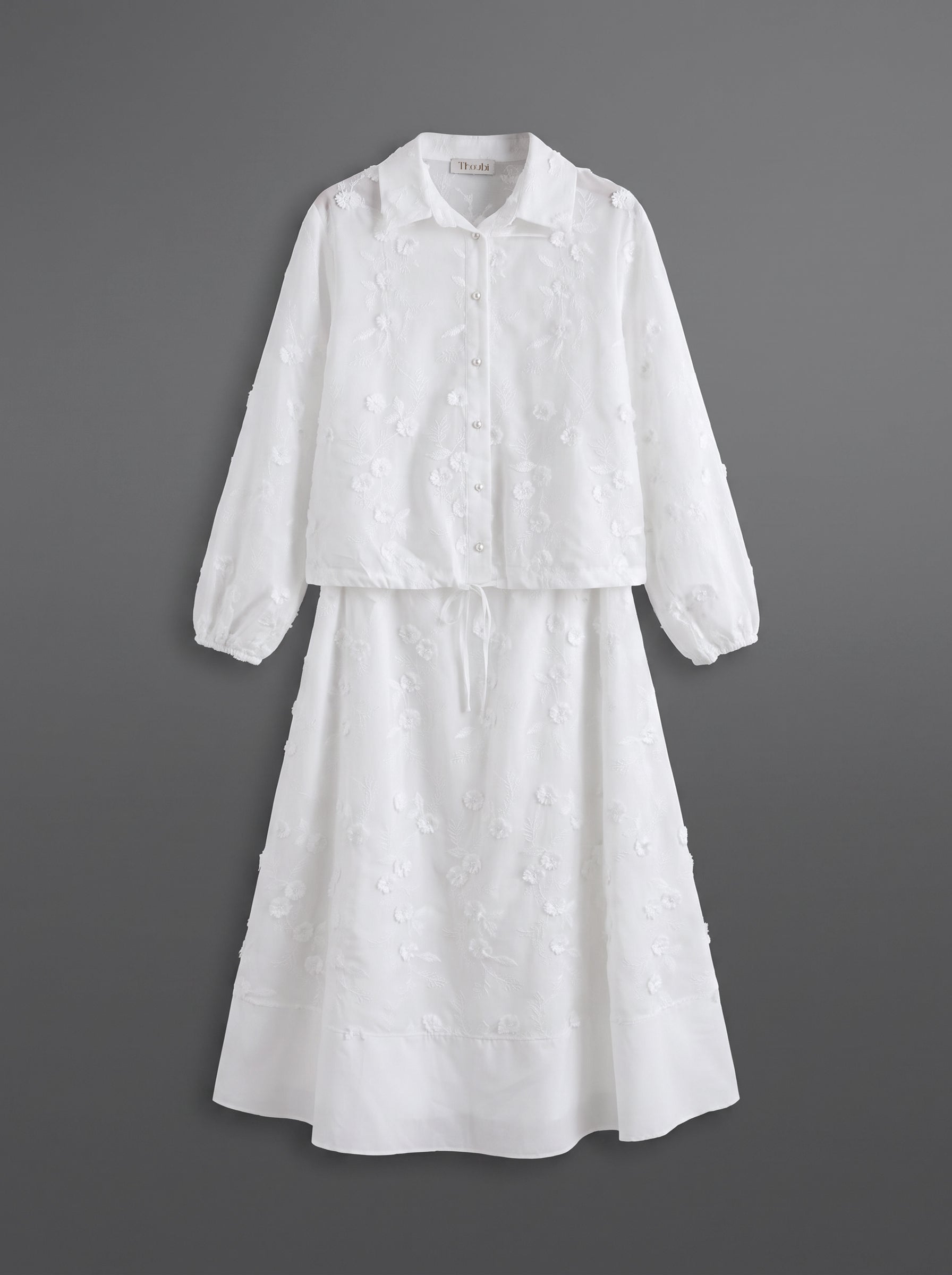 8317 Off White Shirt And Skirt Set For Women