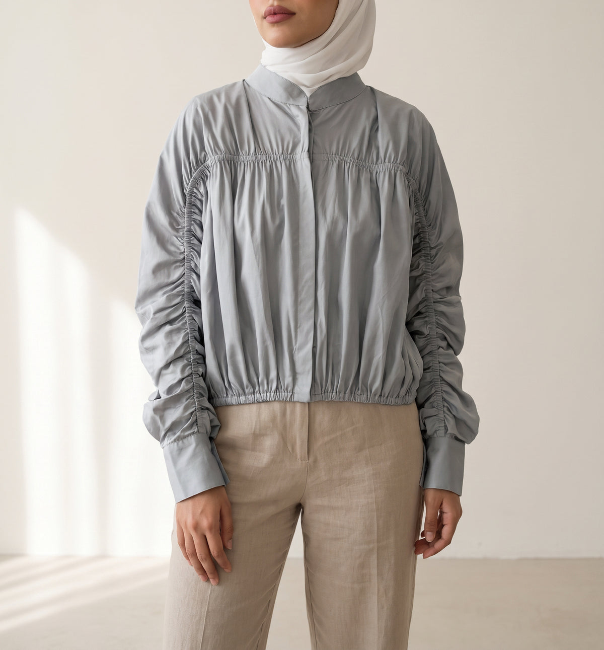 8256 Light Grey Jacket Top For Women