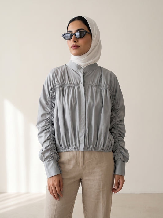 8256 Light Grey Jacket Top For Women