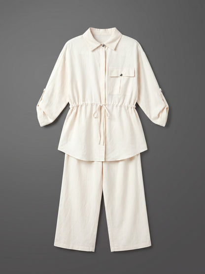 8200 White Shirt And Pants Set For Women