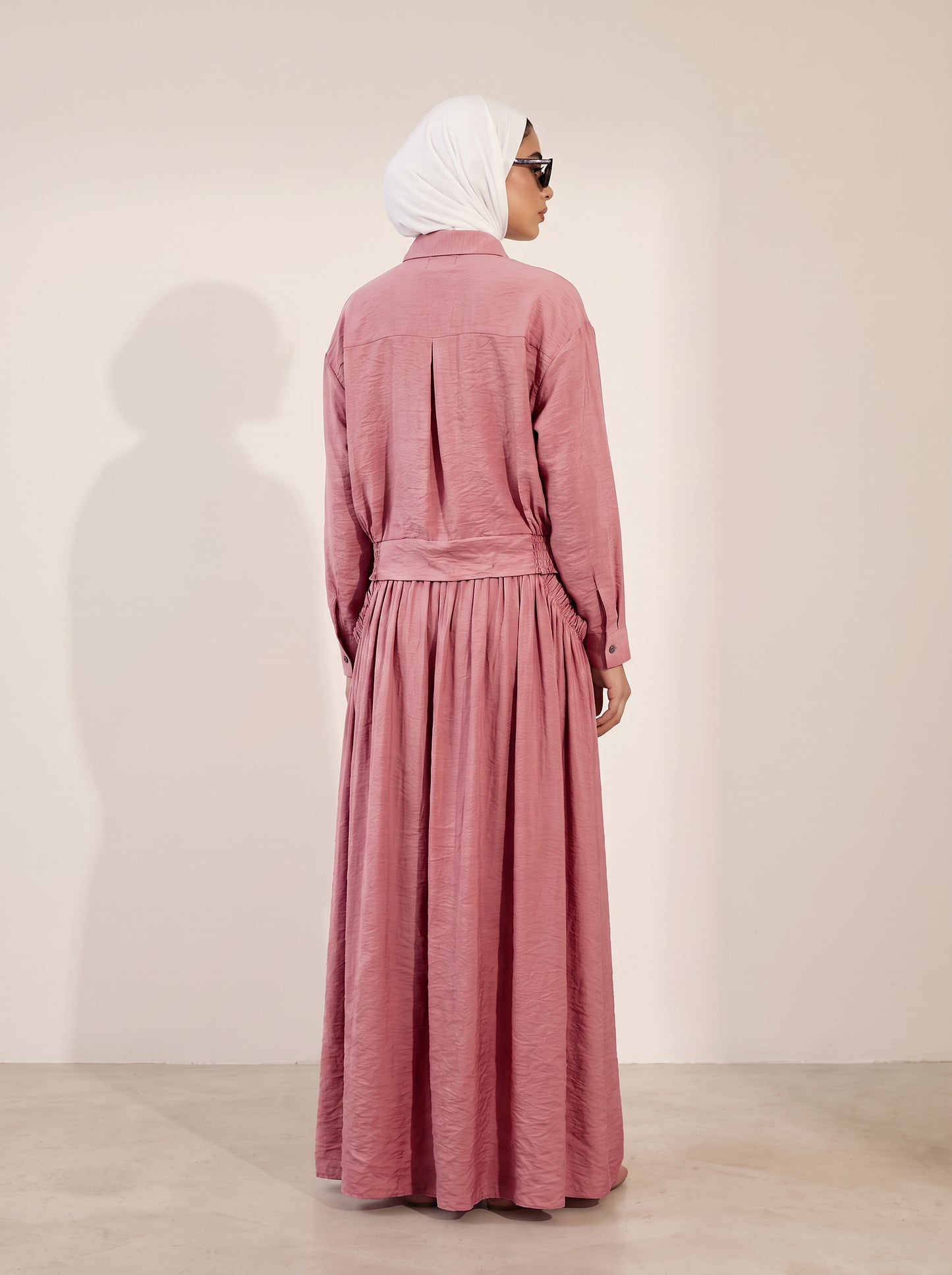 8281 Pink Shirt And Skirt Set For Women