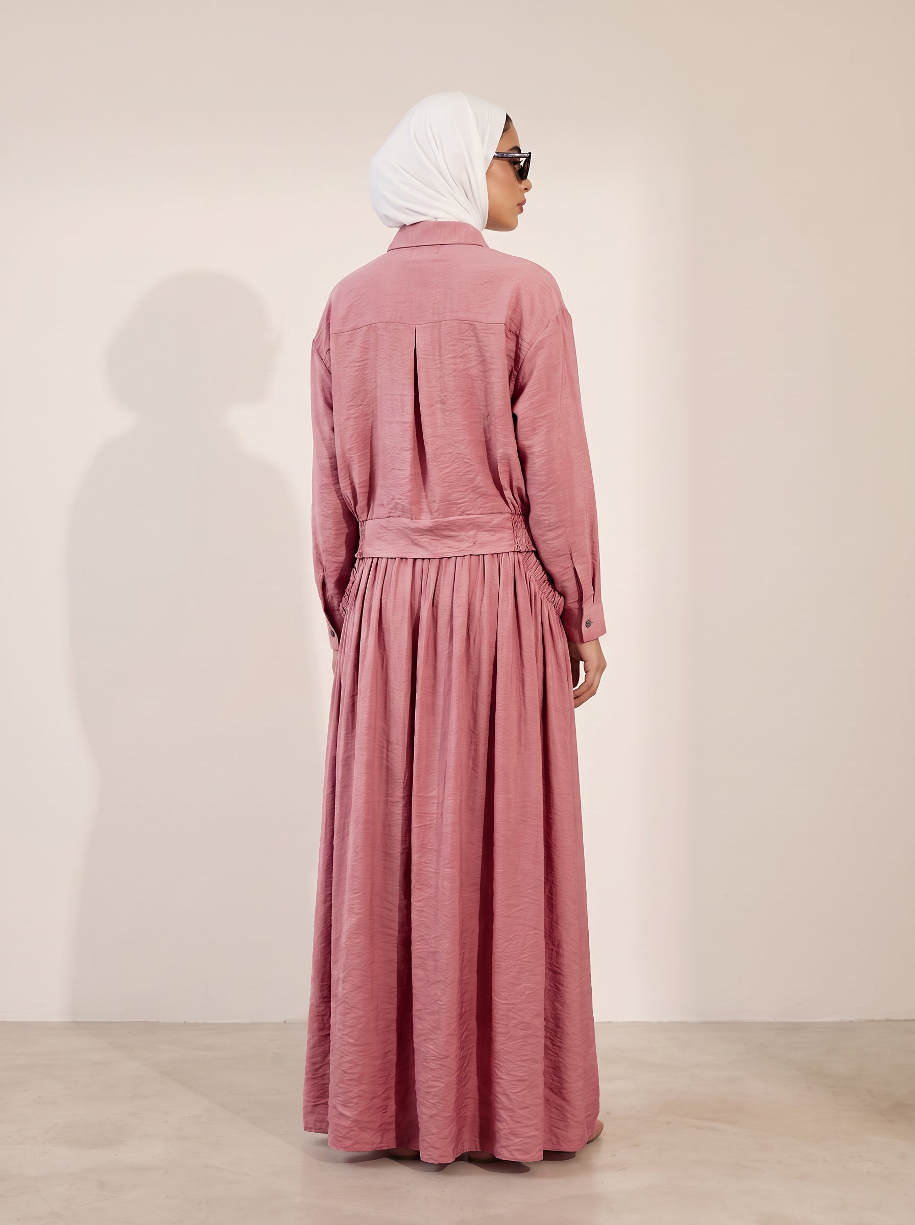 8281 Pink Shirt And Skirt Set For Women