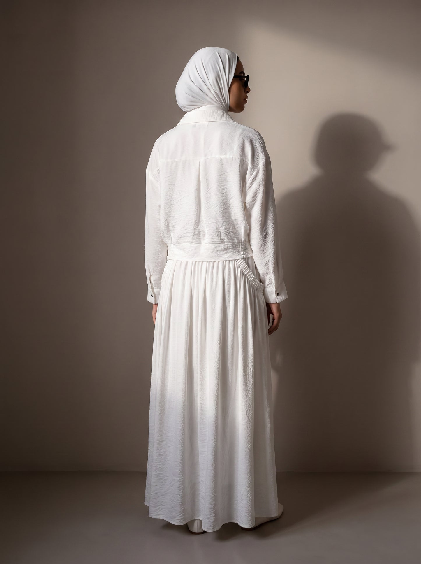 8281 White Shirt And Skirt Set For Women
