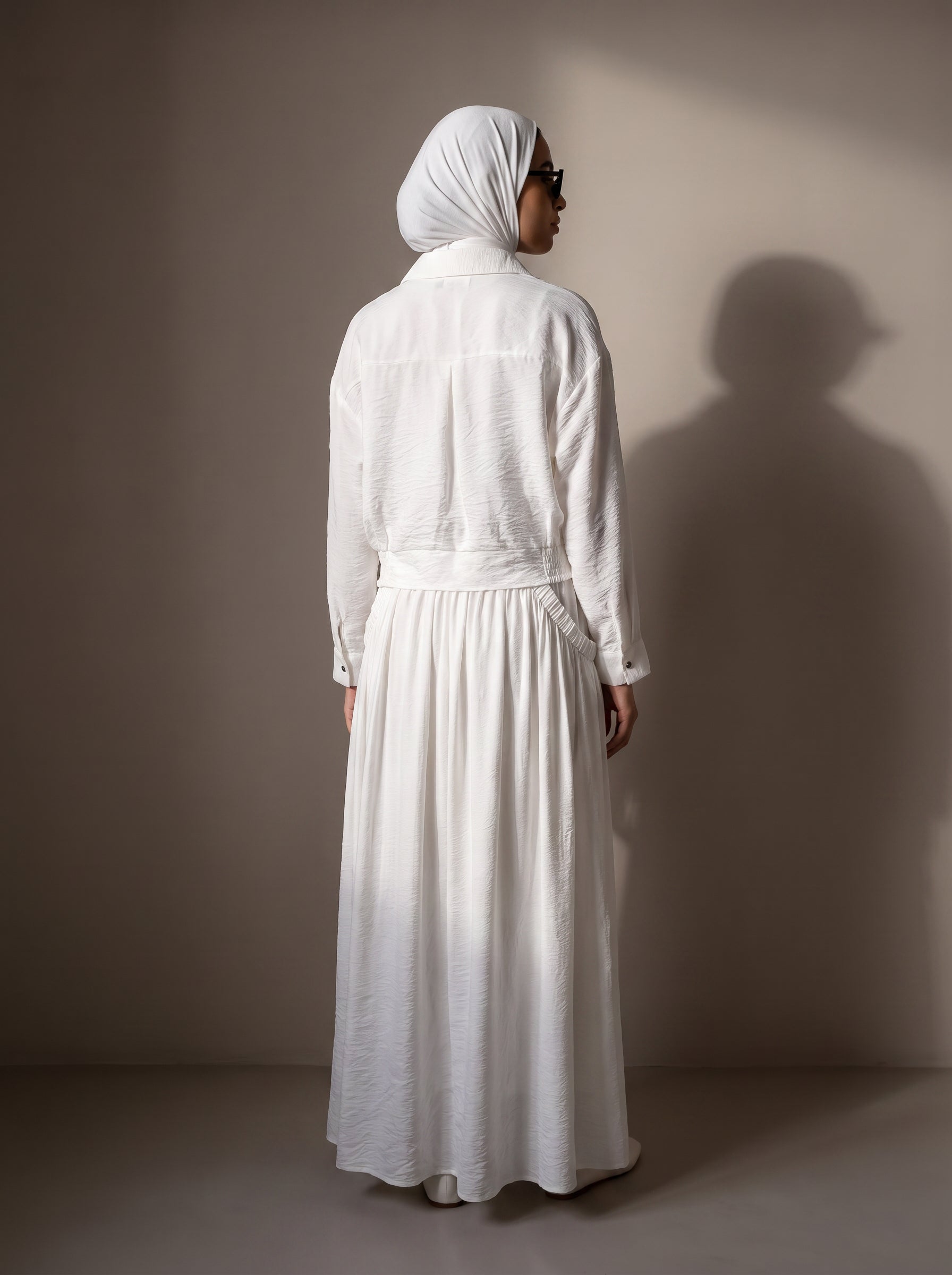 8281 White Shirt And Skirt Set For Women
