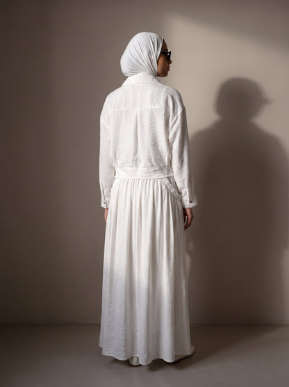 8281 White Shirt And Skirt Set For Women