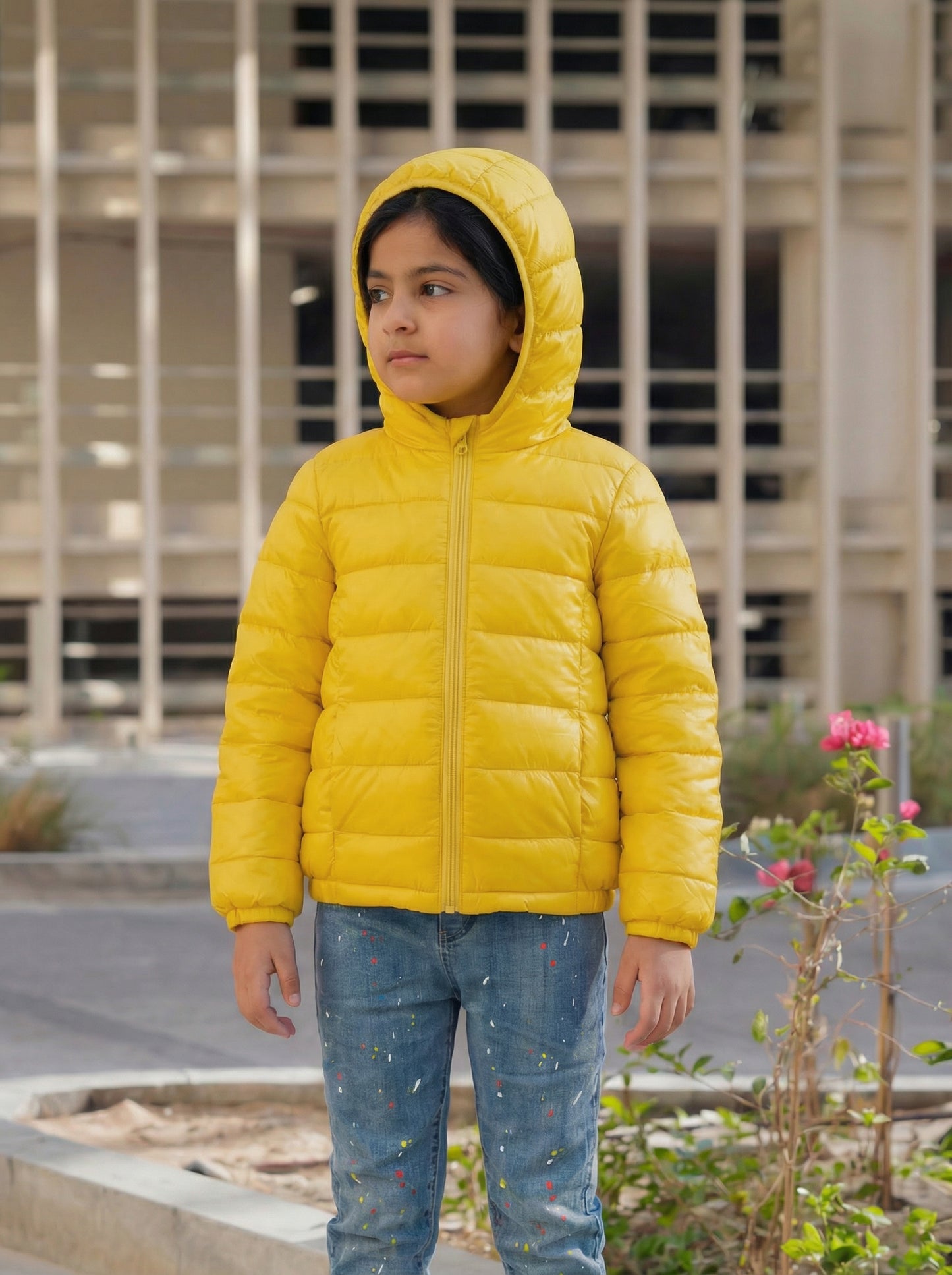 Multi-Color Winter Jacket With Hoodie For Kids