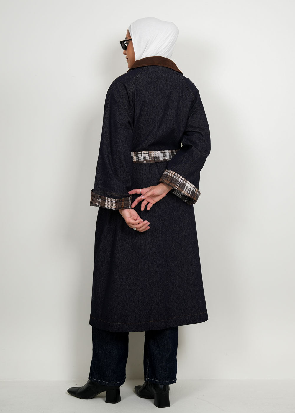 8048 Navy Blue Trench Coat For Women