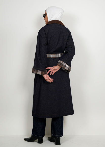 8048 Navy Blue Trench Coat For Women