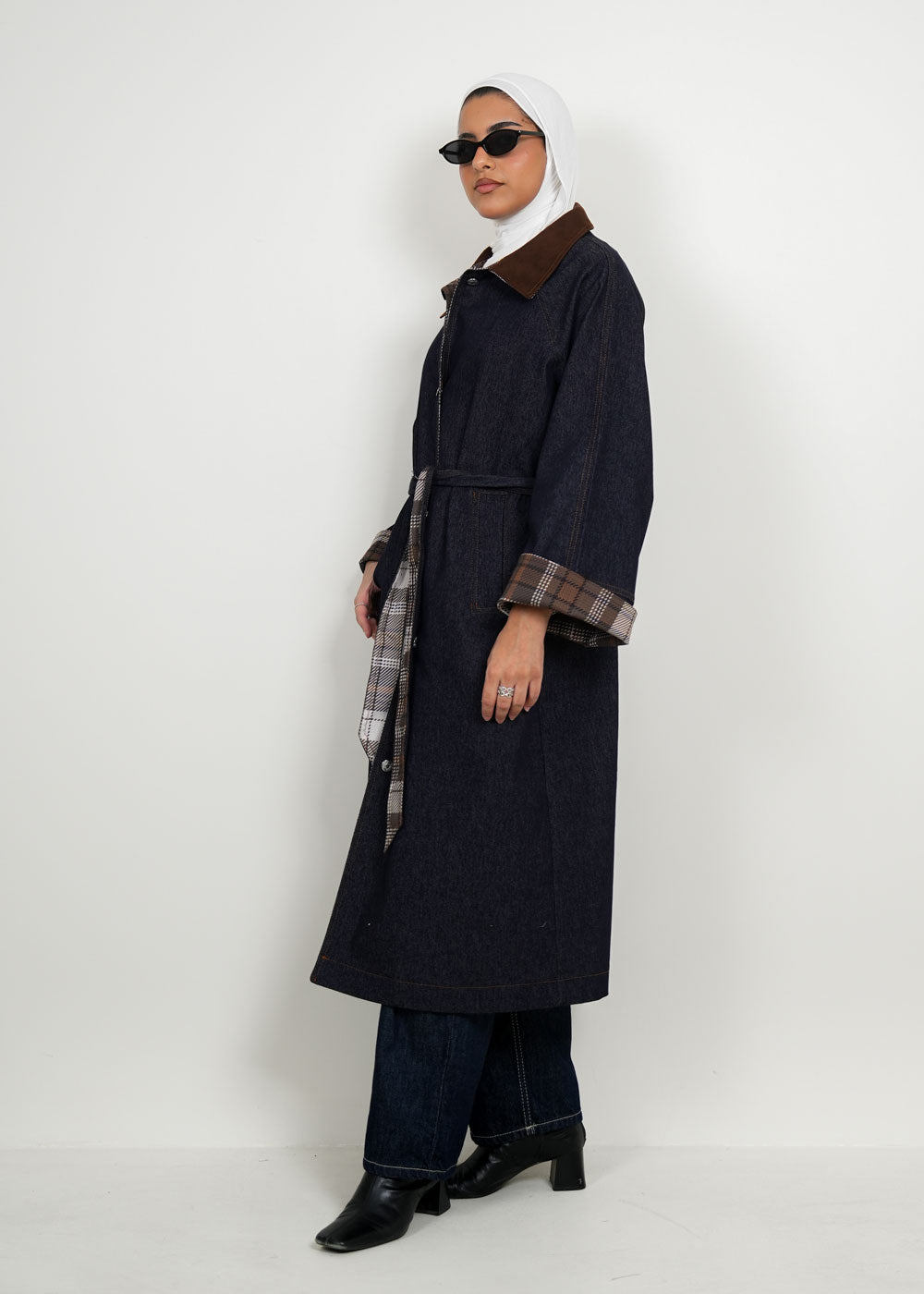 8048 Navy Blue Trench Coat For Women