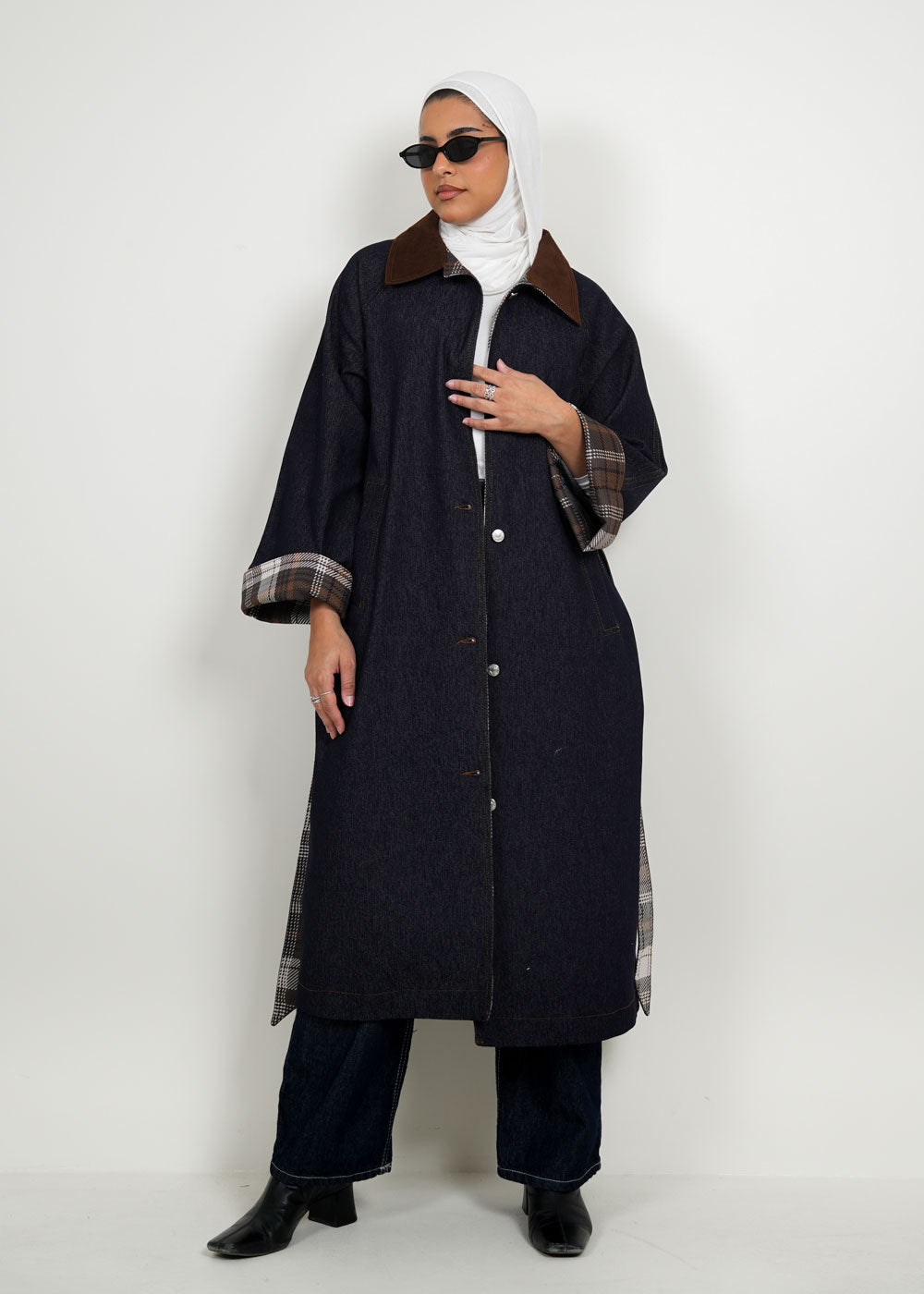 8048 Navy Blue Trench Coat For Women