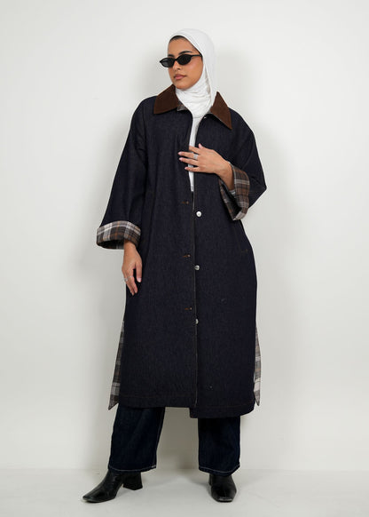 8048 Navy Blue Trench Coat For Women