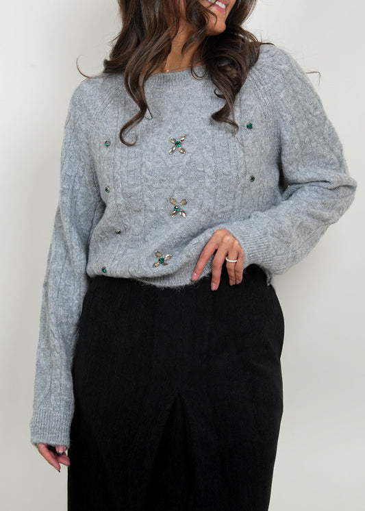 8052 Grey Sweater Top For Women