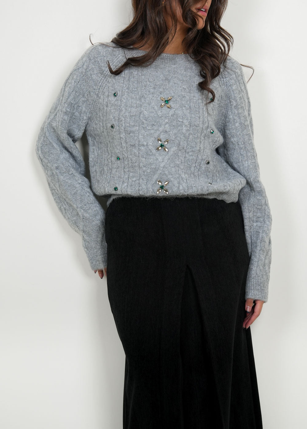 8052 Grey Sweater Top For Women