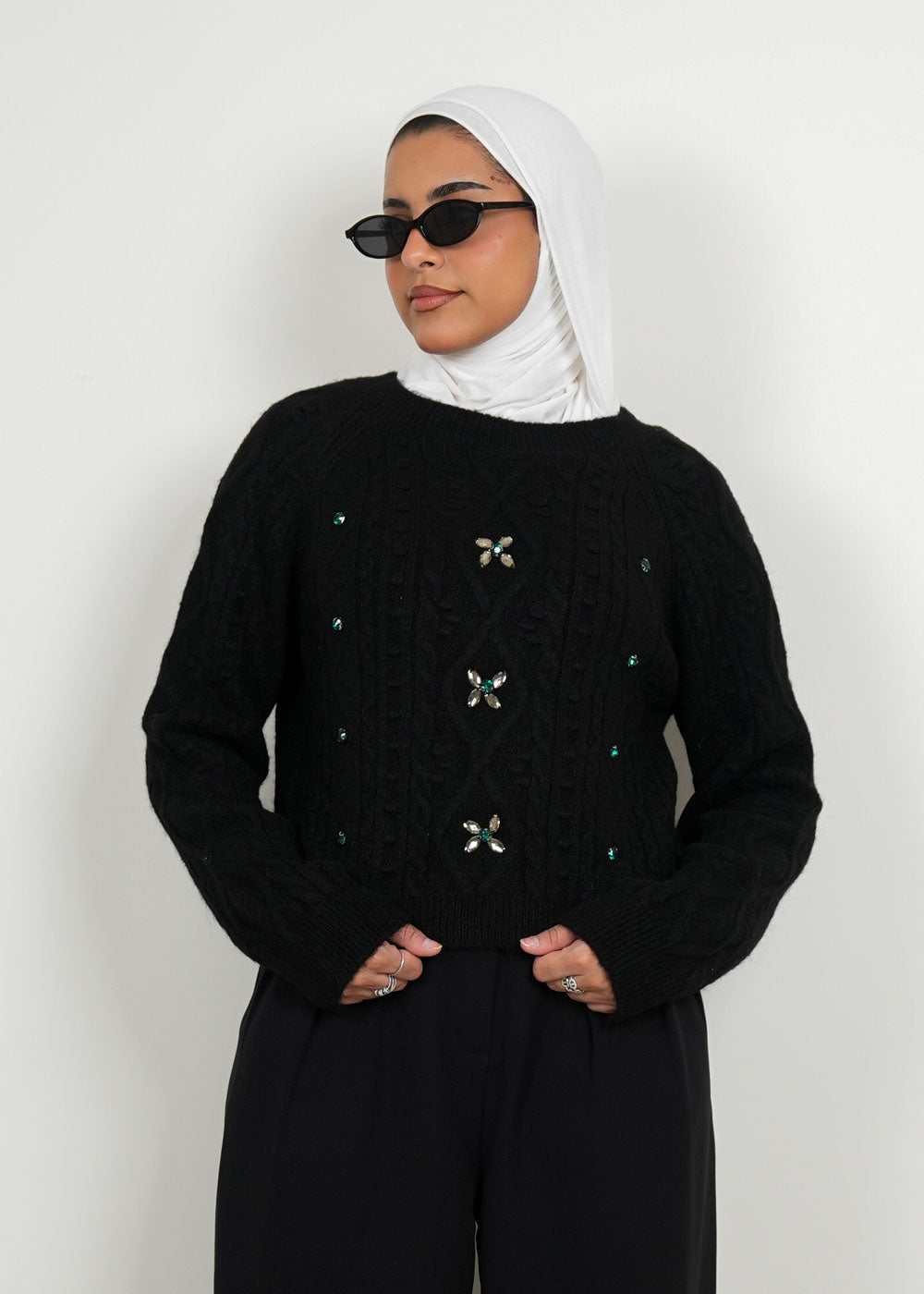 8052 Black Sweater Top For Women