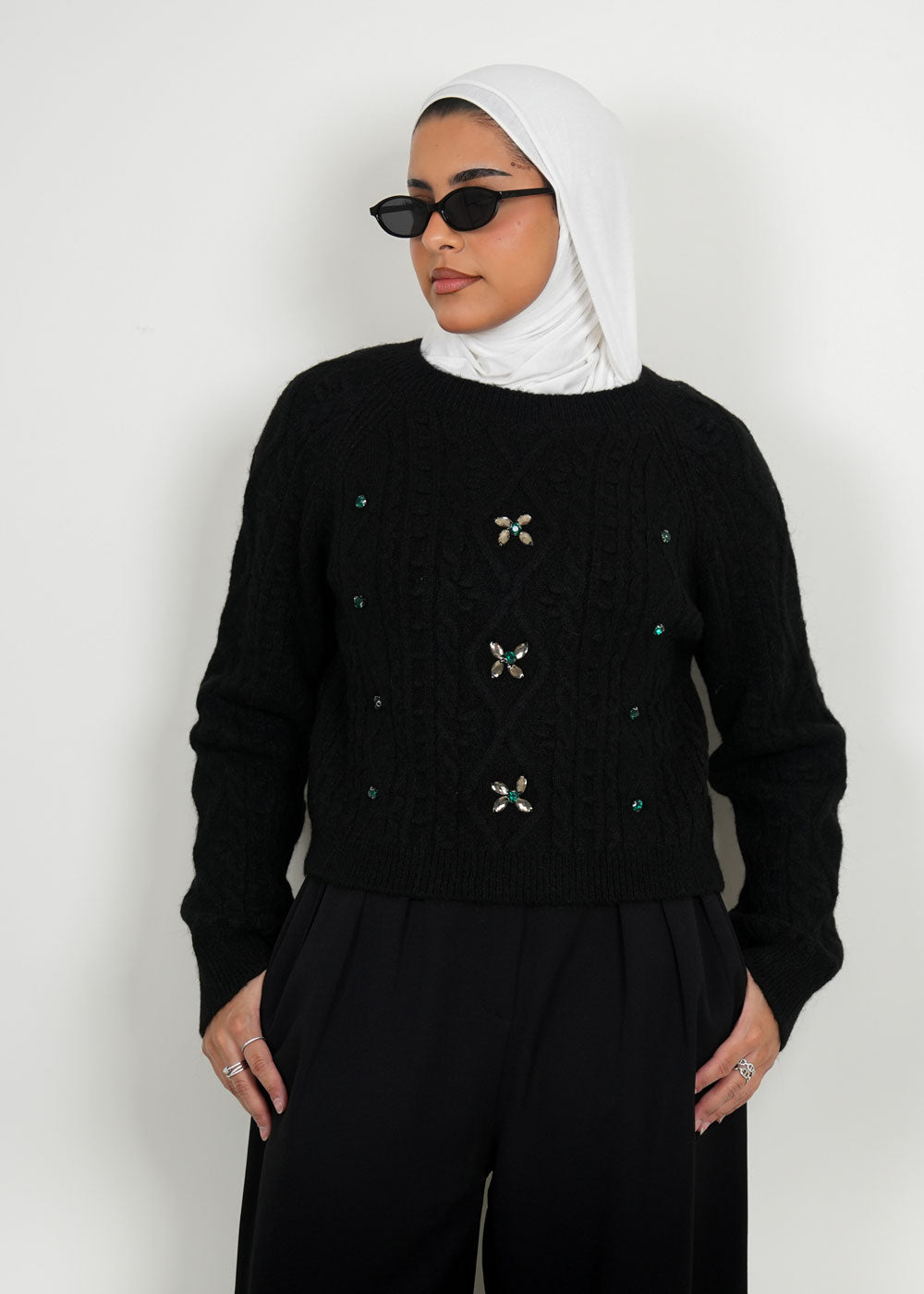 8052 Black Sweater Top For Women