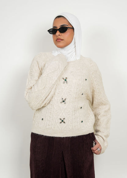 8052 Beige Sweater Top For Women