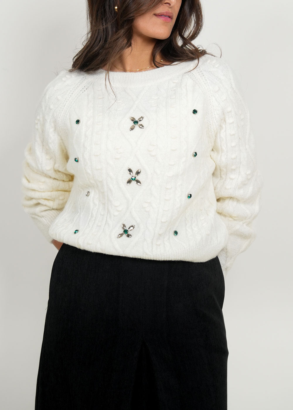 8052 Off White Sweater Top For Women