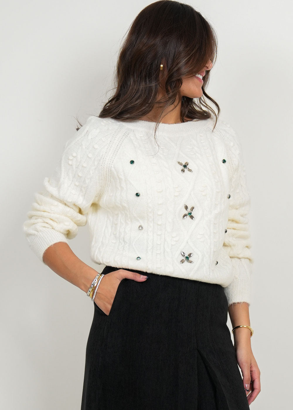 8052 Off White Sweater Top For Women