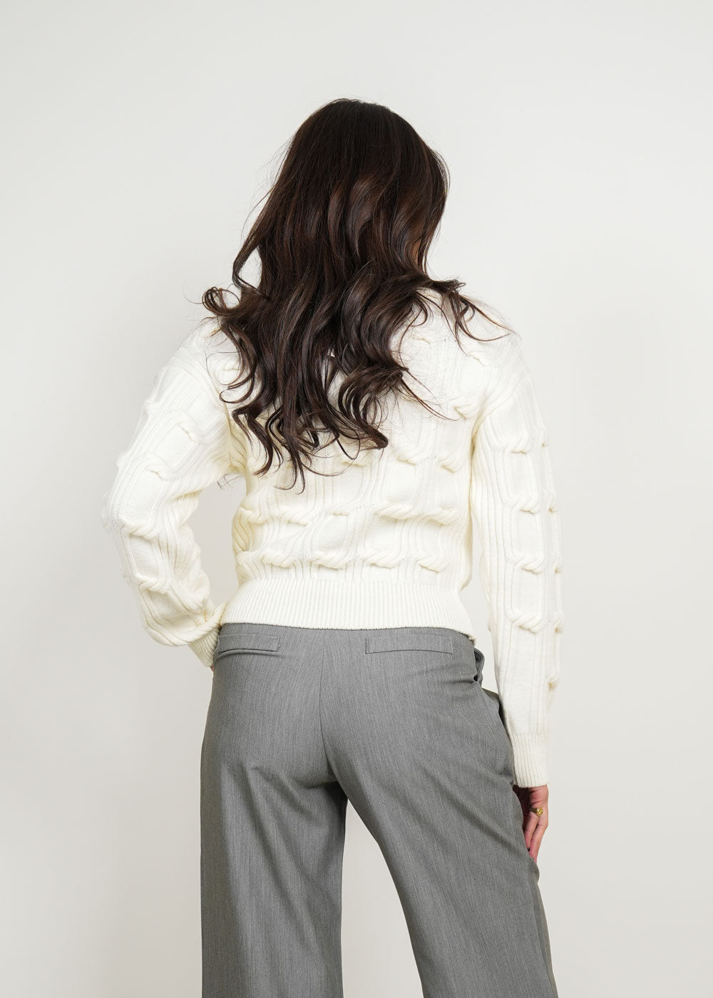 8054 Off White Sweater Top For Women