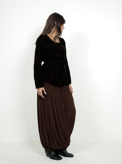 8076 Brown Velvet Daraa Set For Women