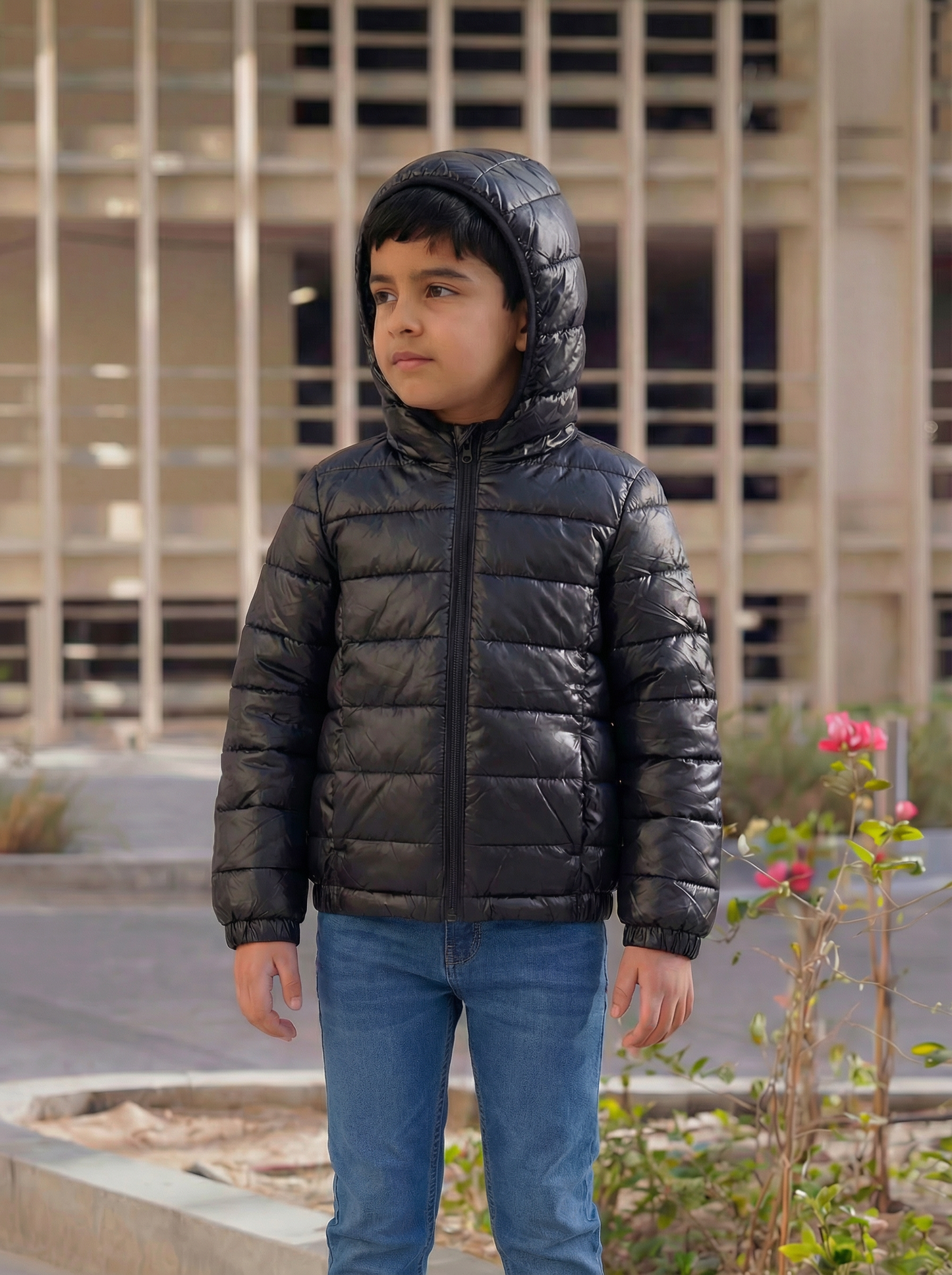 Multi-Color Winter Jacket With Hoodie For Kids