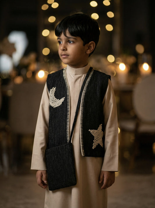 Boys’ Black Star Gergean Vest With Bag