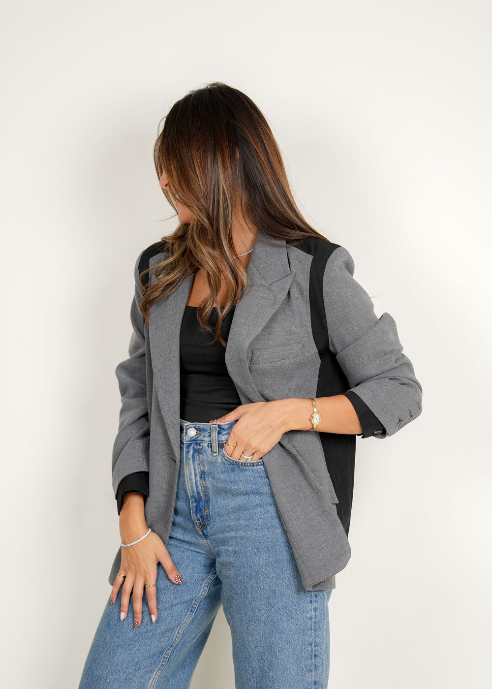 7969 Grey Blazer For Women