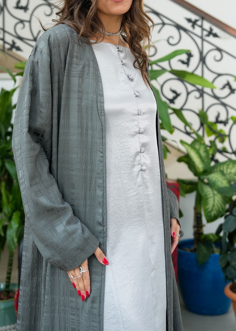 طقم دارا 8072 فضي رمادي للنساء