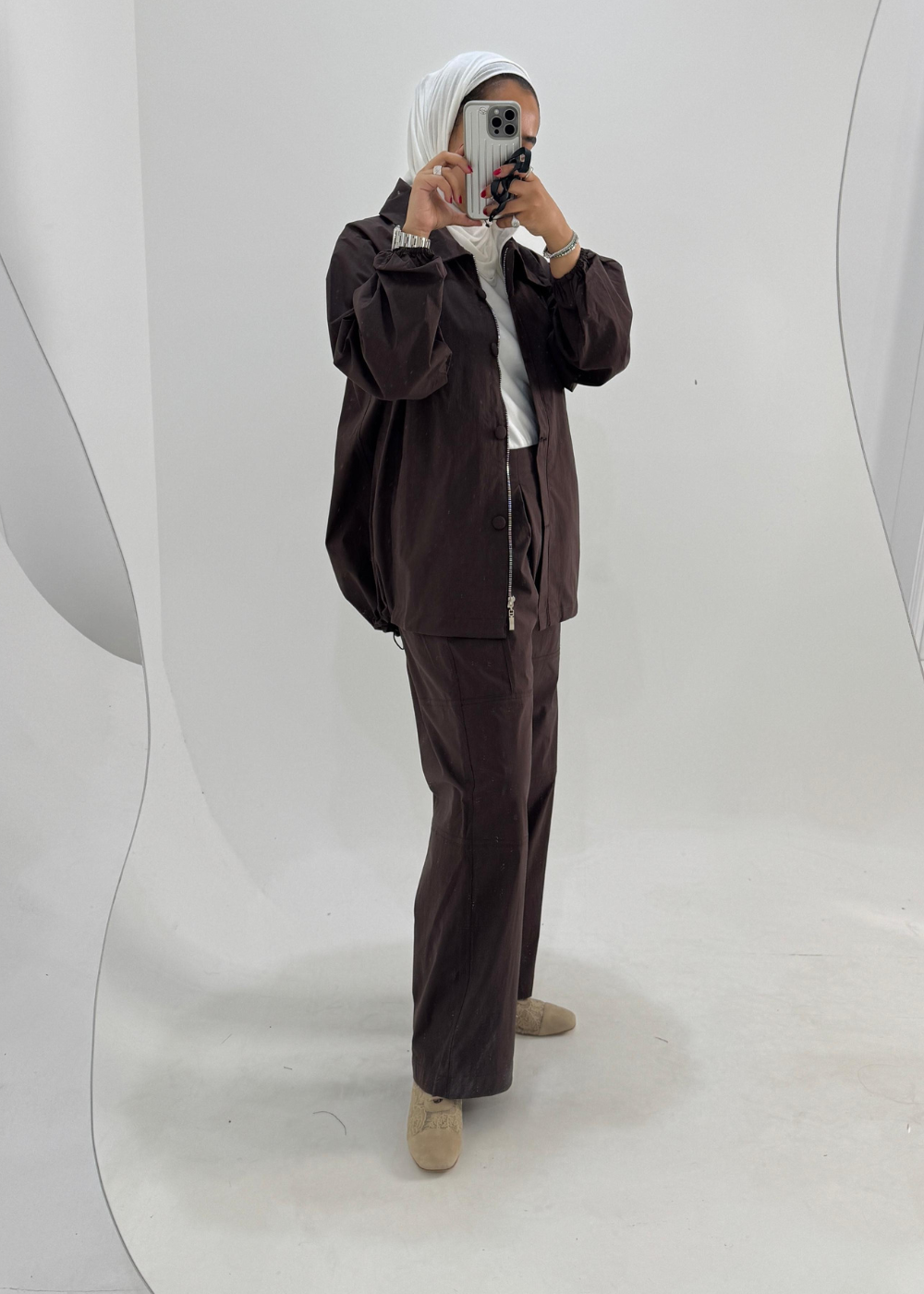 Nova Brown Bomber Jacket Over Size With Trouser